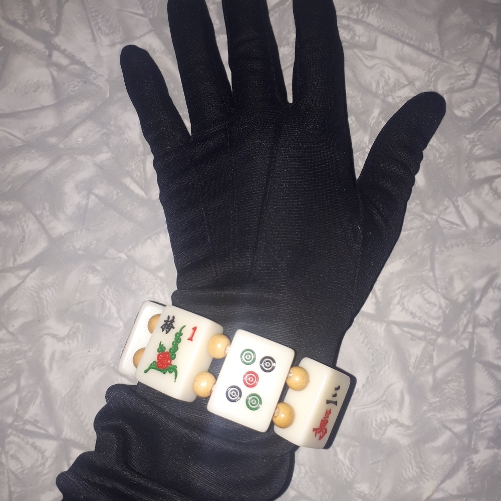 Vintage Majong Tile stretch bracelet